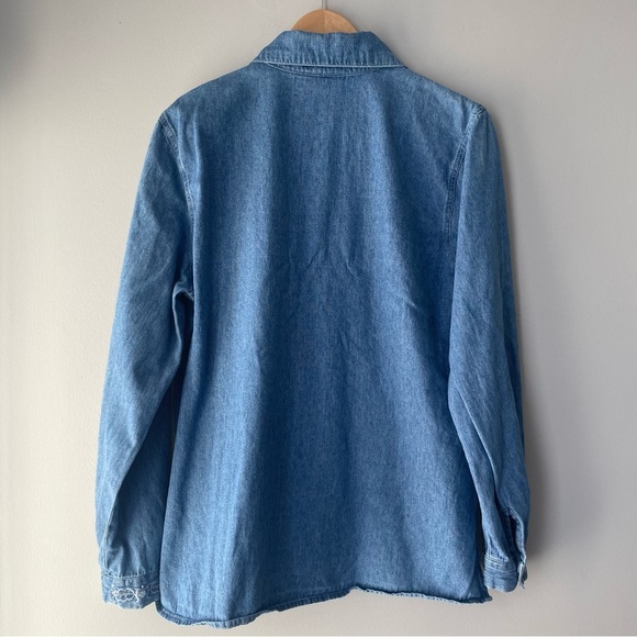 SOLD Vintage 90s Western Embroidered Denim Button-Up Shirt Size Medium Feminine - Picture 5 of 7